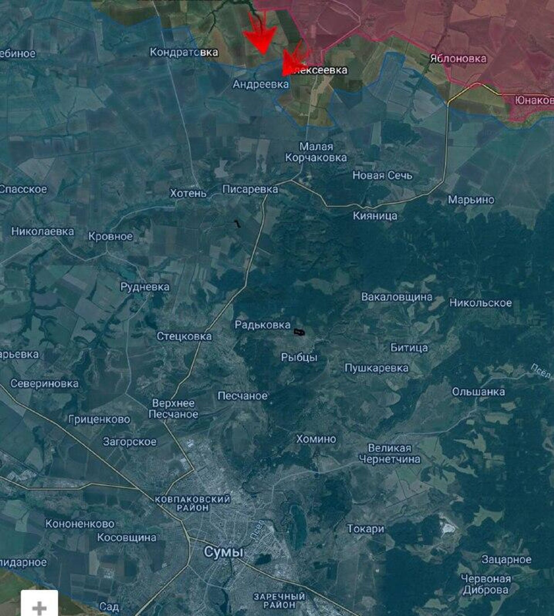 На Сумском направлении от Алексеевки и вдоль реки Синяк севернее Андреевки ВС РФ продвинулись к селу, сообщает Дневник десантника: На Сумском направлении от Алексеевки и вдоль реки Синяк севернее Андреевки ВС РФ продвинулись к селу, сообщает Дневник десантника: - РИА Новости, 1920, 12.12.2025