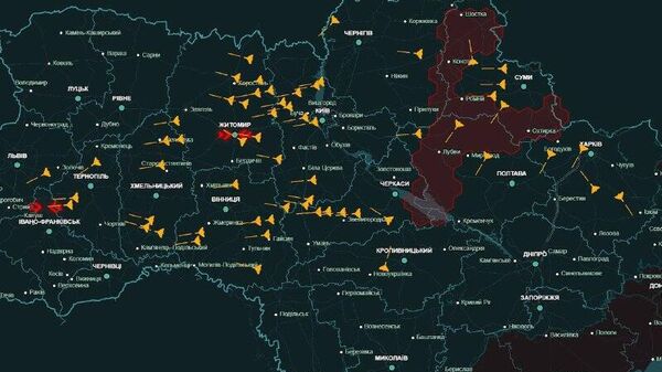 Украинские ресурсы публикуют карту дронов и ракет над Украиной