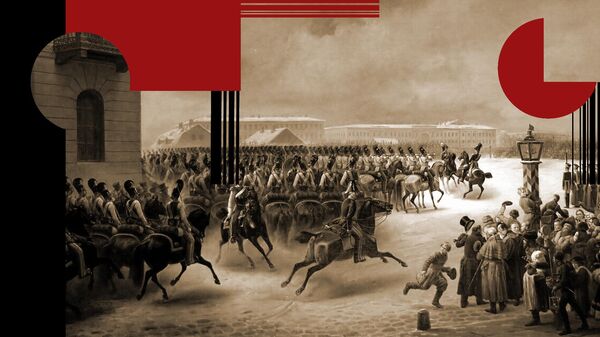 Василий Тимм Декабристы на Сенатской площади, 1853 год