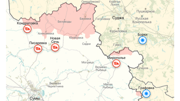 Карта Курской и Сумской областей