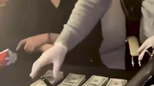 В ходе обысков у Тимошенко на столе заметны пачки долларов