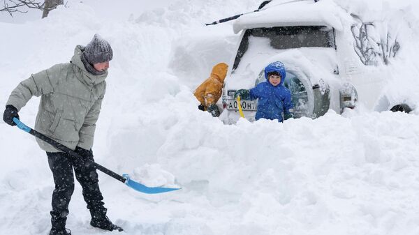 Снегопад в Петропавловске-Камчатском
