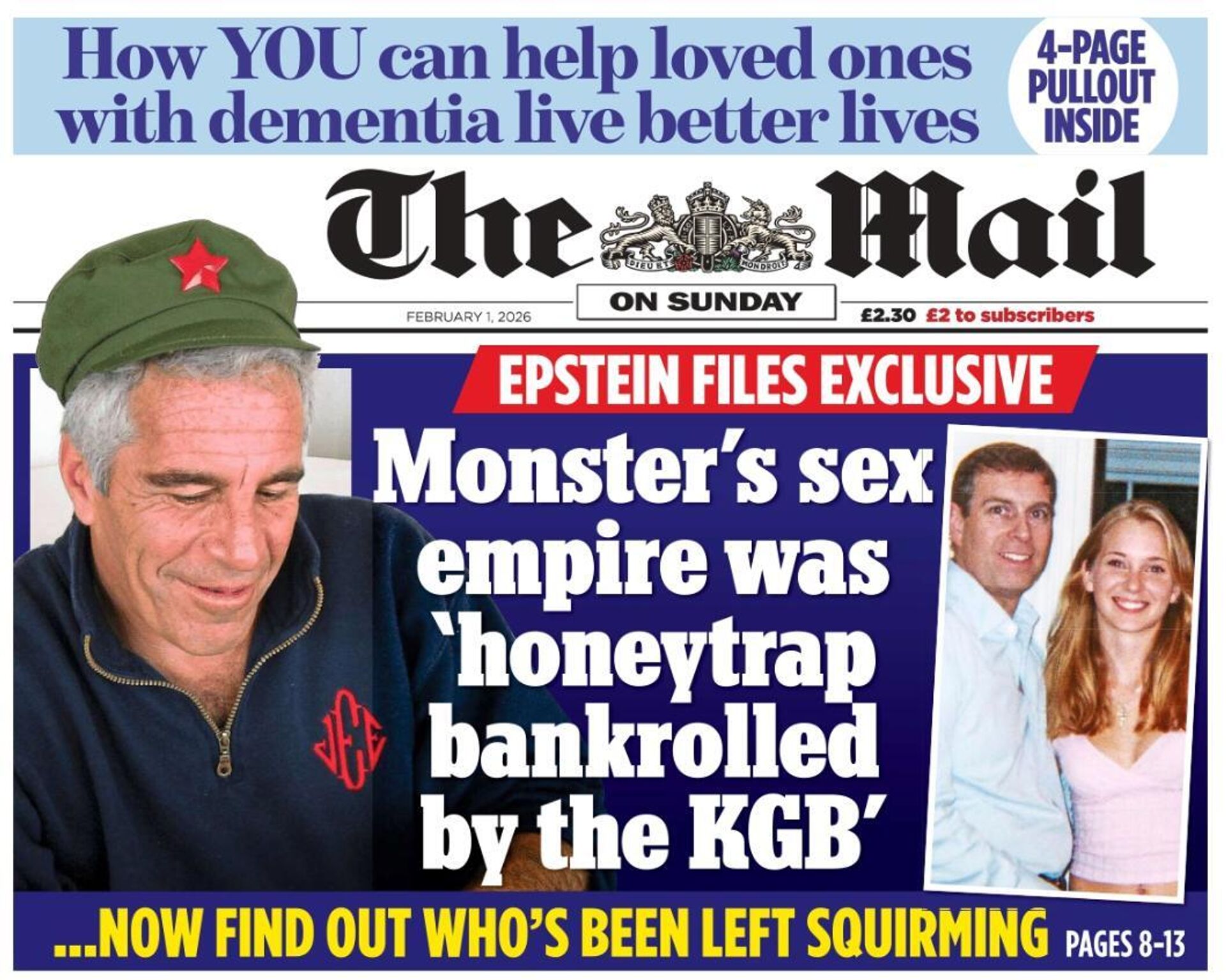 Эпштейн на обложке номера The Mail on Sunday - РИА Новости, 1920, 01.02.2026
