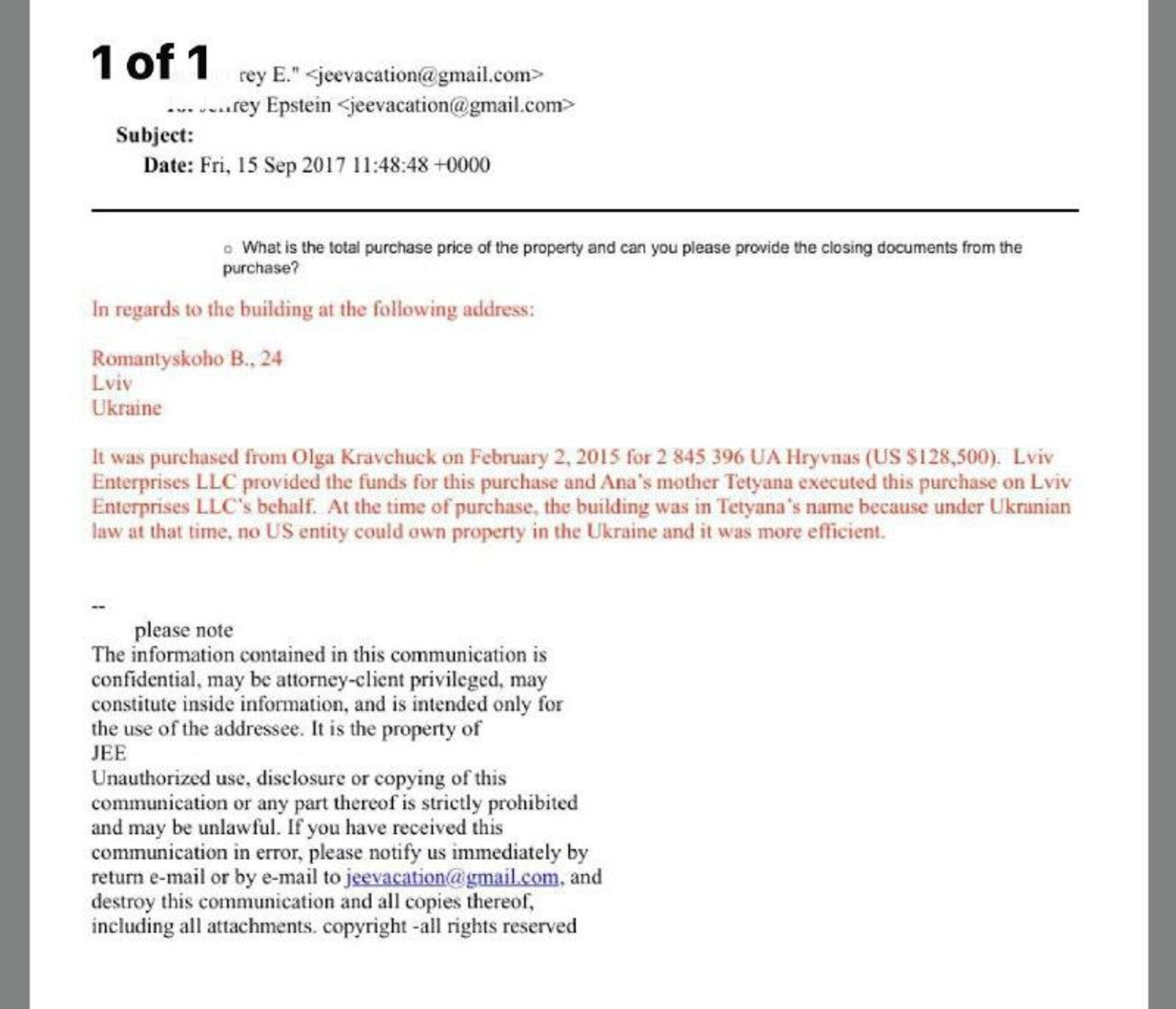‼ Львов упоминается в файлах Эпштейна 105 раз - РИА Новости, 1920, 02.02.2026