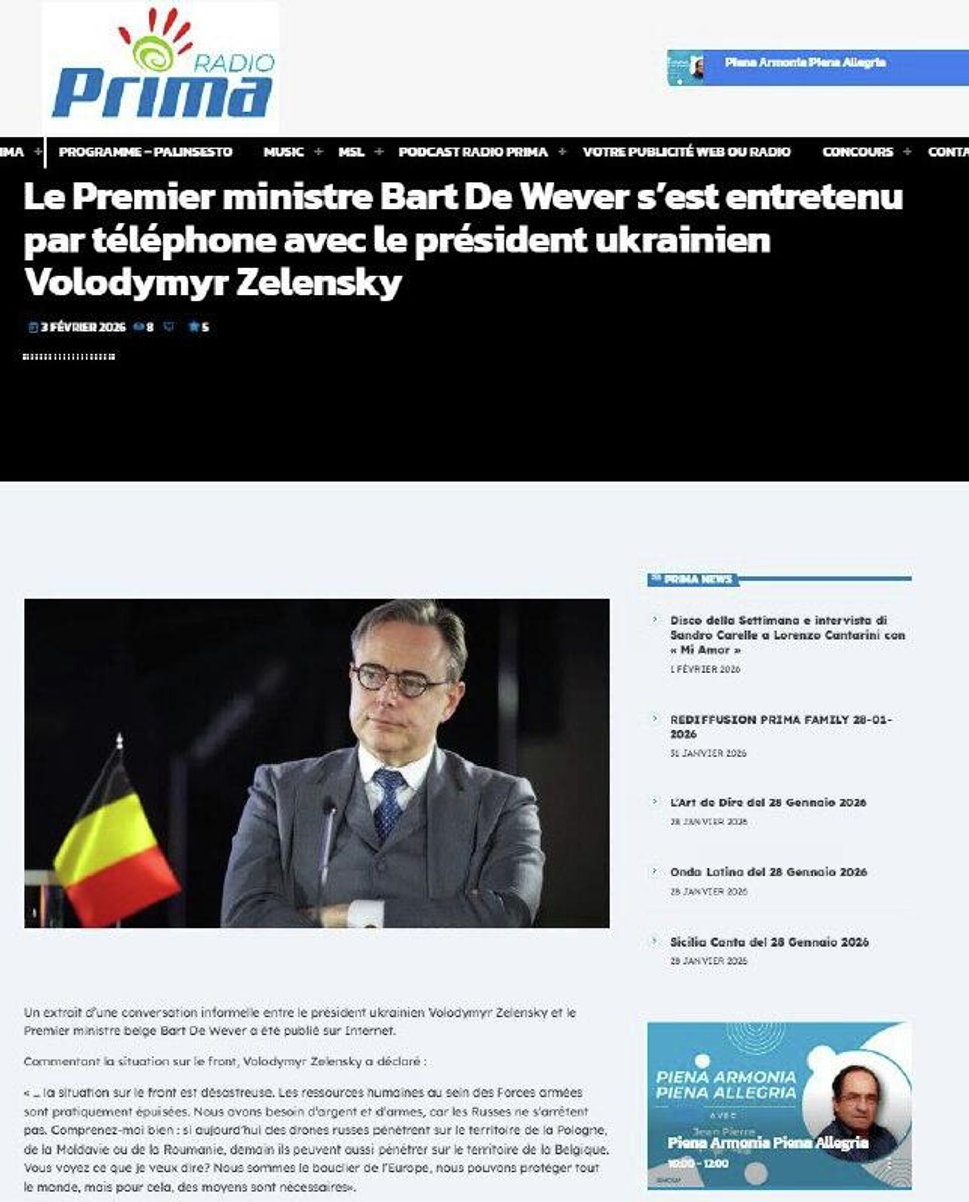 Ситуация на передовой катастрофическая - Зеленский в неофициальном разговоре с премьером Бельгии - РИА Новости, 1920, 03.02.2026