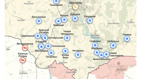 Карта Белгородской и Харьковской областей
