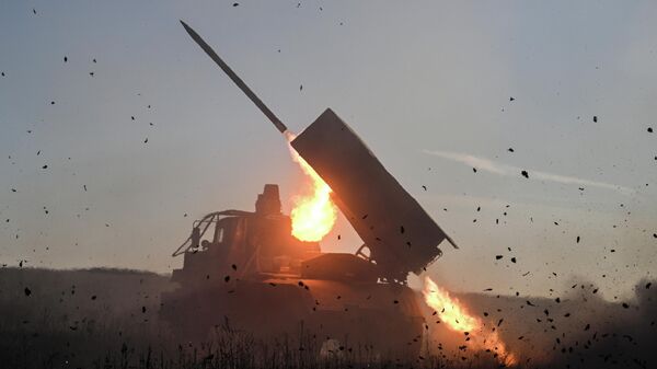 Боевая работа расчета РСЗО Град группировки войск Центр на Днепропетровском направлении СВО