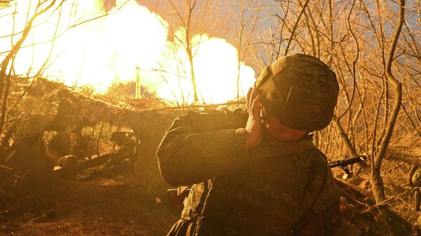 Боевая работа пушки Гиацинт-Б группировки войск Центр
