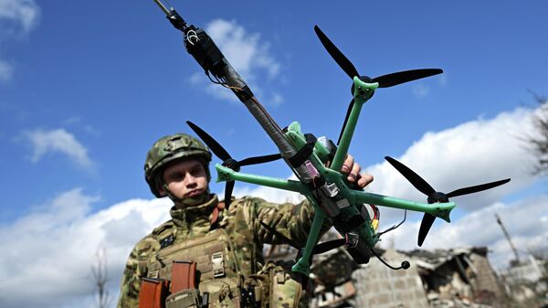 Боевая работа расчета дрона-перехватчика Бумеранг группировки войск Центр на Днепропетровском направлении СВО