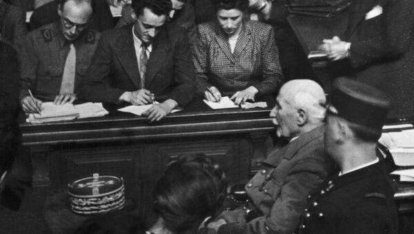 Маршал Филипп Петен во время суда. Париж, июль 1945 года