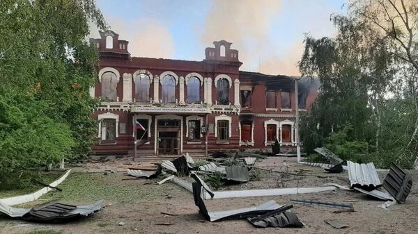Последствия беспилотной атаки ВСУ в Старобельске (ЛНР)