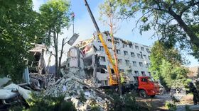 Последствия беспилотной атаки ВСУ в Старобельске (ЛНР)