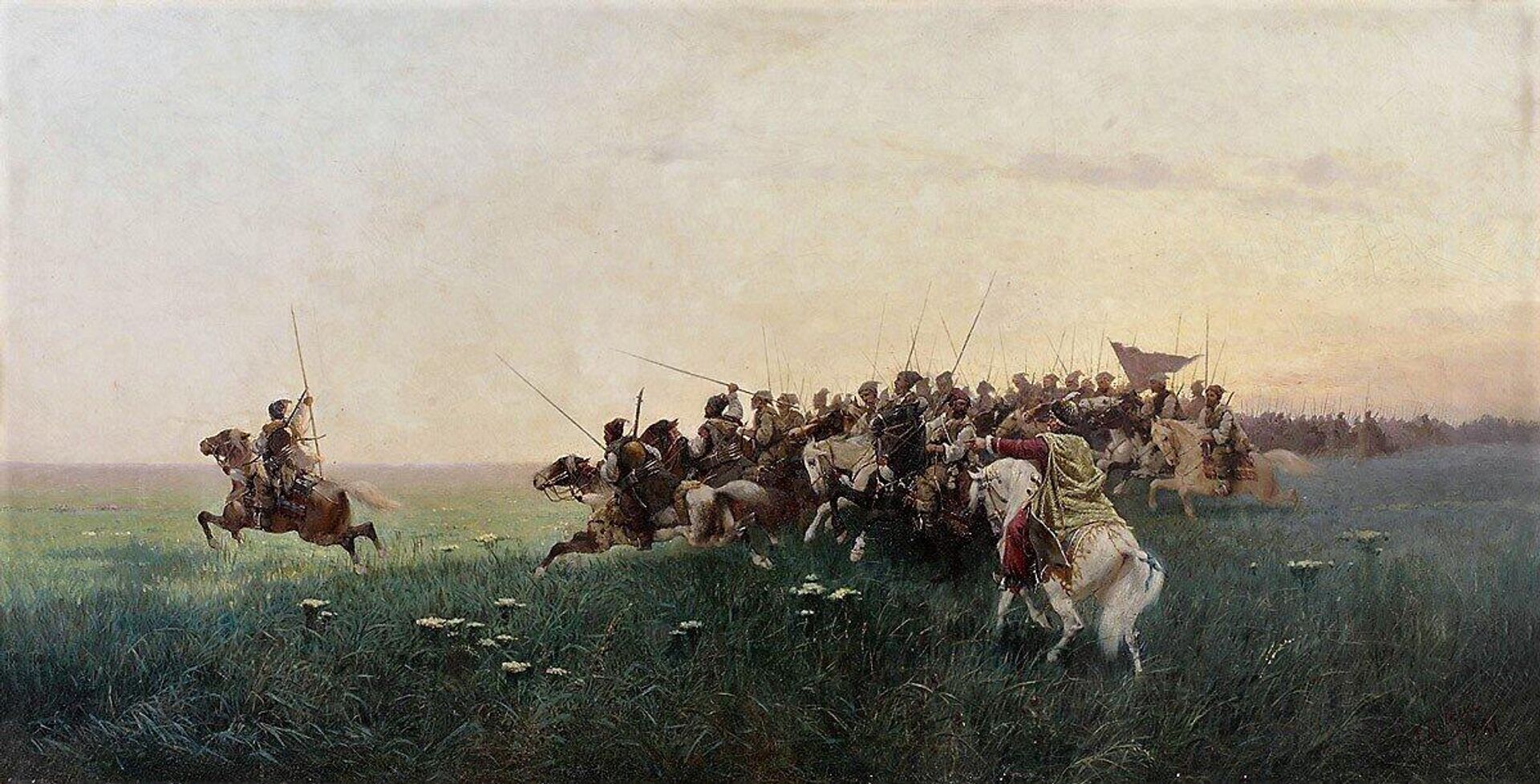 Франц Рубо Атака запорожцев в степи, 1881 год, Музей-панорама Бородинская битва Франц Рубо Атака запорожцев в степи, 1881 год, Музей-панорама Бородинская битва - РИА Новости, 1920, 31.05.2026