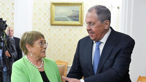 Встреча главы МИД РФ С. Лаврова с кандидатом на пост Генсекретаря ООН М. Бачелет Встреча главы МИД РФ С. Лаврова с кандидатом на пост Генсекретаря ООН М. Бачелет