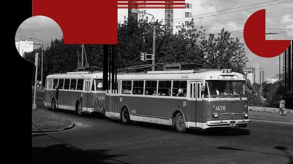 Троллейбусный поезд Веклича (база - Škoda 9Tr) в Киеве, август 1978 года