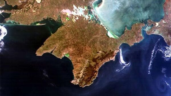 Крым, Чёрное и Азовское моря. Вид из космоса
