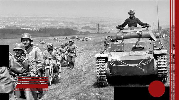 Танки и мотоциклисты 10 танковой дивизии вермахта. Франция, Седан, май 1940 года