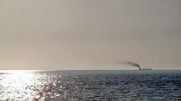 Пожар на судне с военным грузом для ВСУ в Черном море