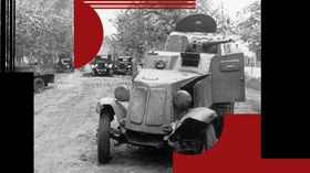 Брошенная техника (на переднем плане - бронеавтомобиль БА-10), а улицах Умани. Август 1941 года Брошенная техника (на переднем плане - бронеавтомобиль БА-10), а улицах Умани. Август 1941 года