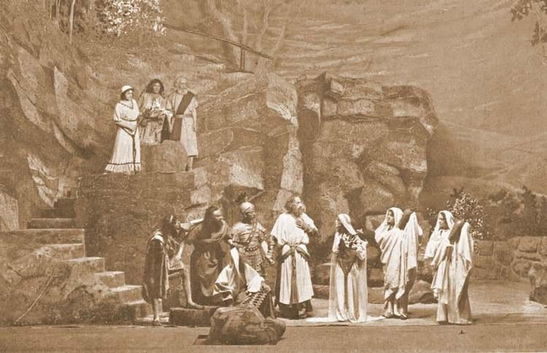 Сцена из спектакля „Царь Иудейский“, 1914 года. Внизу в центре - Великий князь Константин Константинович (К.Р.) в роли Иосифа Аримафейского - РИА Новости, 1920, 11.08.2026