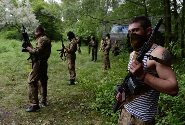 Тренировочный лагерь батальона Восток в Донецкой области