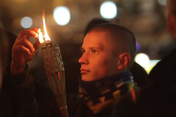 Факельное шествие состоялось в Киеве в память командующего УПА Романа Шухевича