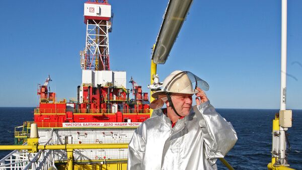 Морская ледостойкая стационарная платформа компании ЛУКОЙЛ- Калининградморнефть в акватории Балтики