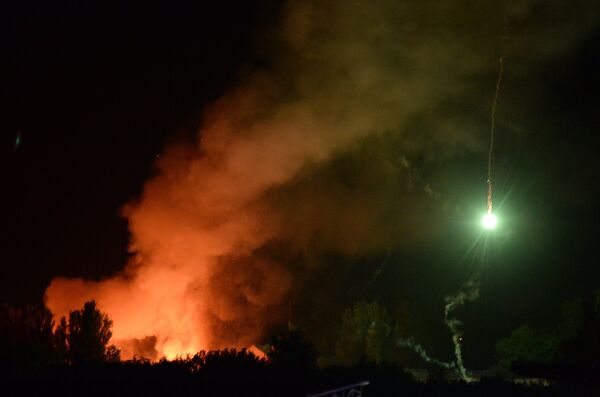 Пожар на территории военной части в Донецке