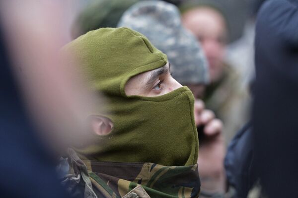 Митинг батальона Айдар у Минобороны Украины