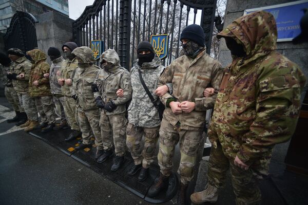 Митинг батальона Айдар у Минобороны Украины