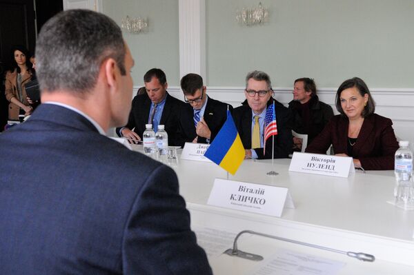 Встреча мэра Киева Виталия Кличко с помощником госсекретаря США Викторией Нуланд