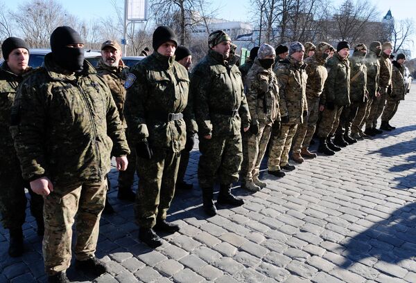 Отправка группы бойцов батальона Сич на юго-восток Украины