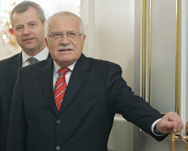 Вацлав Клаус на встрече с премьер-министром РФ Владимиром Путиным