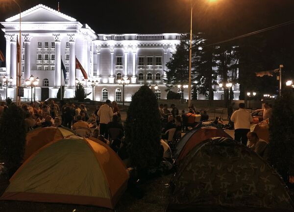 Антиправительственная акция в Македонии