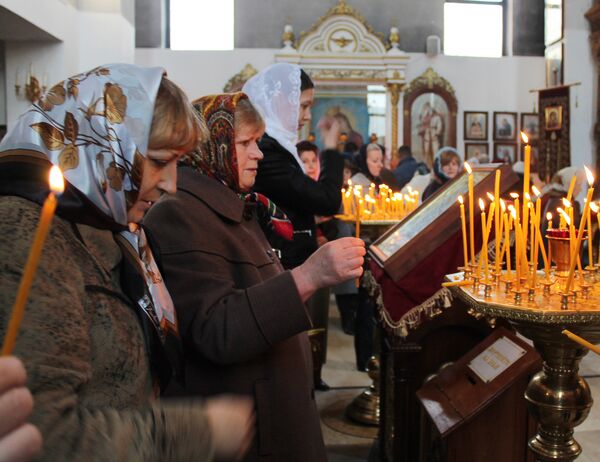 Празднование православной Пасхи в Донецке