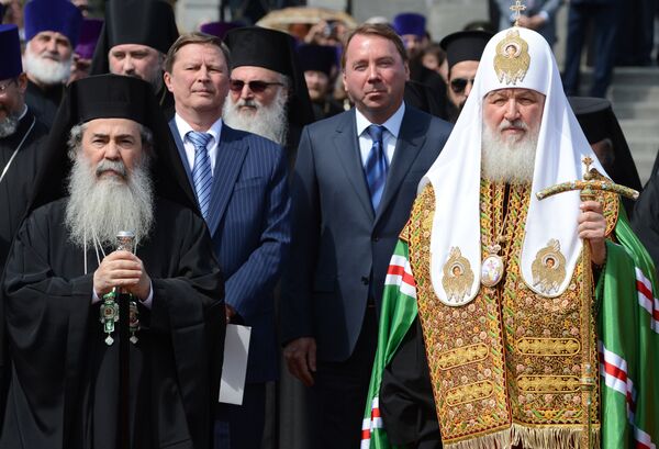 Открытие памятника патриарху Ермогену в Александровском саду Открытие памятника патриарху Ермогену в Александровском саду