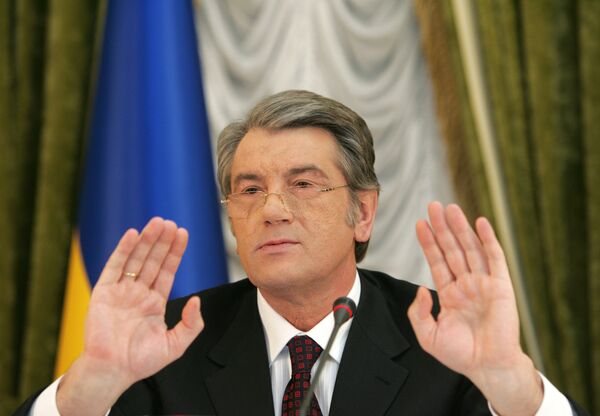 Президент Украины Виктор Ющенко на пресс-конференции по транзиту газа в Европу