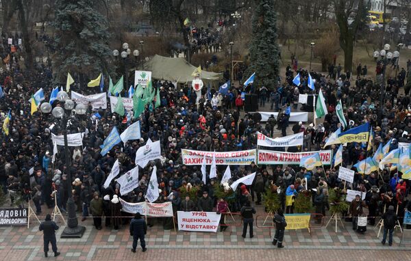 Акция протеста аграриев у здания Верховной Рады Украины