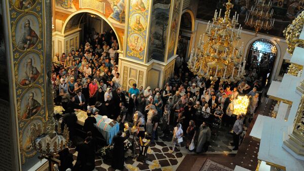 Прощание с главой Украинской православной церкви митрополитом Владимиром