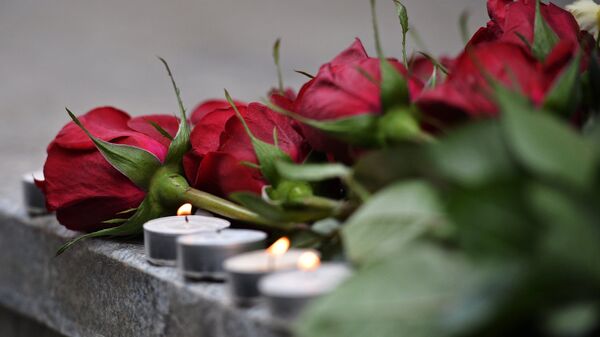 Акция в память о погибших при взрывах в Брюсселе у посольства Бельгии в Москве