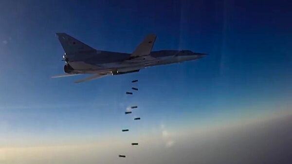 Нанесение авиаудара самолетами ТУ-22М3 по объектам террористов в Сирии