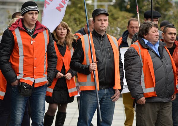 Акция работников ж/д транспорта в Киеве