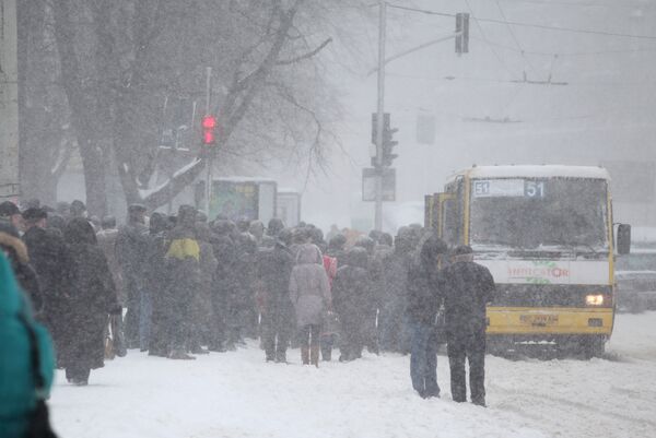 Сильный снегопад в Западной Украине