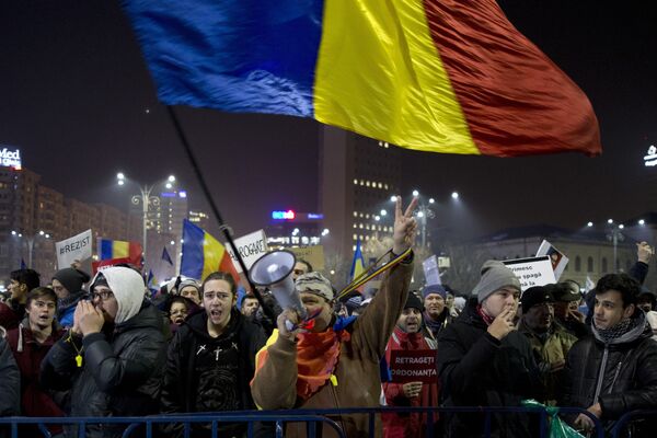 Антиправительственные протесты в Бухаресте