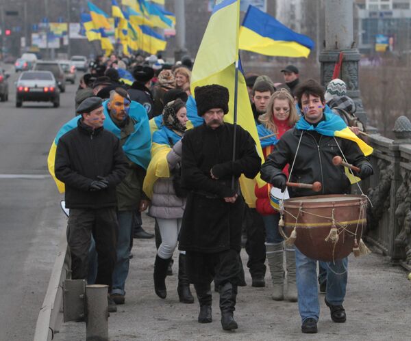 Празднование Дня соборности Украины в Киеве