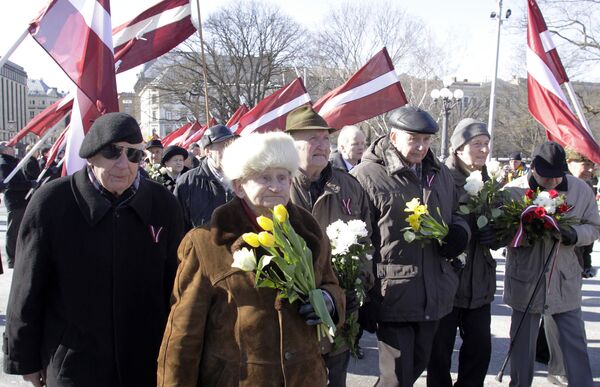 Марш ветеранов латышского легиона СС в Риге