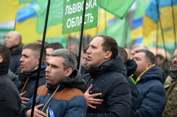 Митинг сторонников торговой блокады Донбасса в Киеве