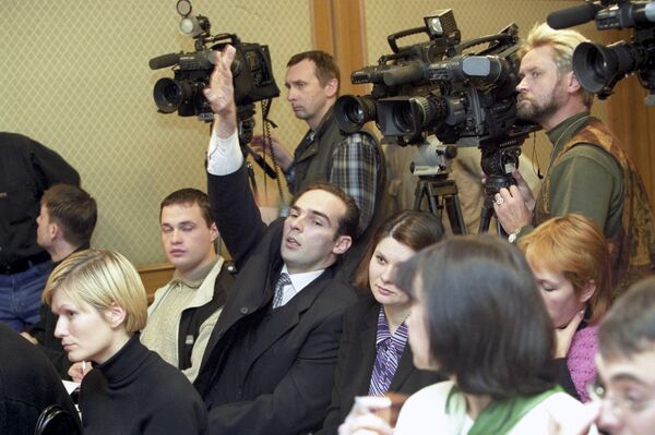 Журналисты на пресс-конференции в Счетной палате РФ