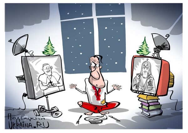 Карикатура католическое Рождество на Украине