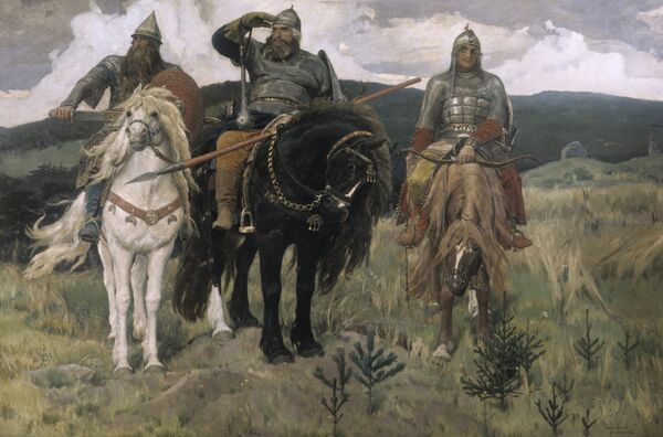 Репродукция картины В. М. Васнецова Три богатыря